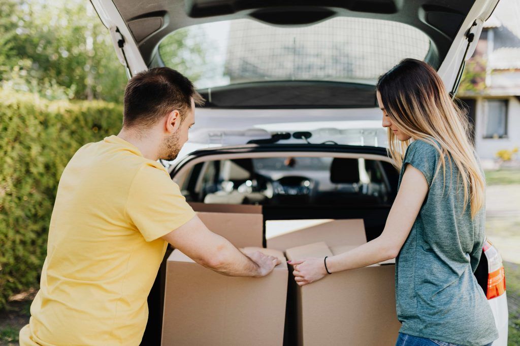 couple moving boxes